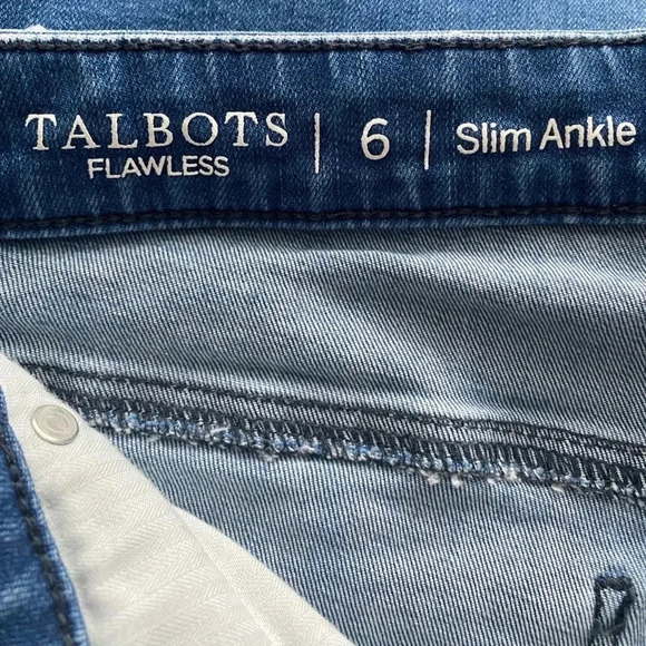 TALBOTS | Blue Denim Flawless Slim Ankle Anchor Print Mid-rise Jeans Size 6 - Picture 8 of 9